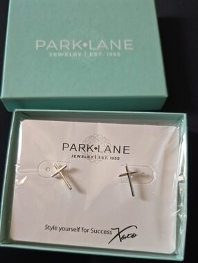 Park Lane Silver Cross Stud Earrings - New In Box